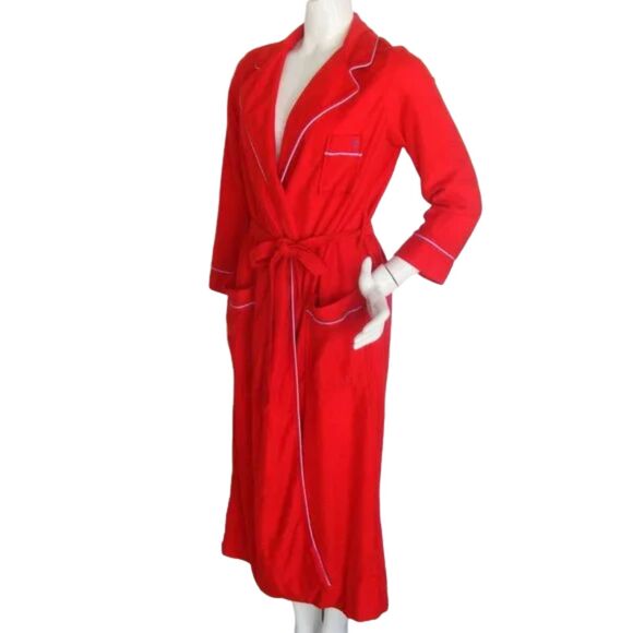 PIERRE CARDIN Velour Robe, M/L, Red, Logo Pocket, Long sleeves, VINTAGE - Picture 2 of 12